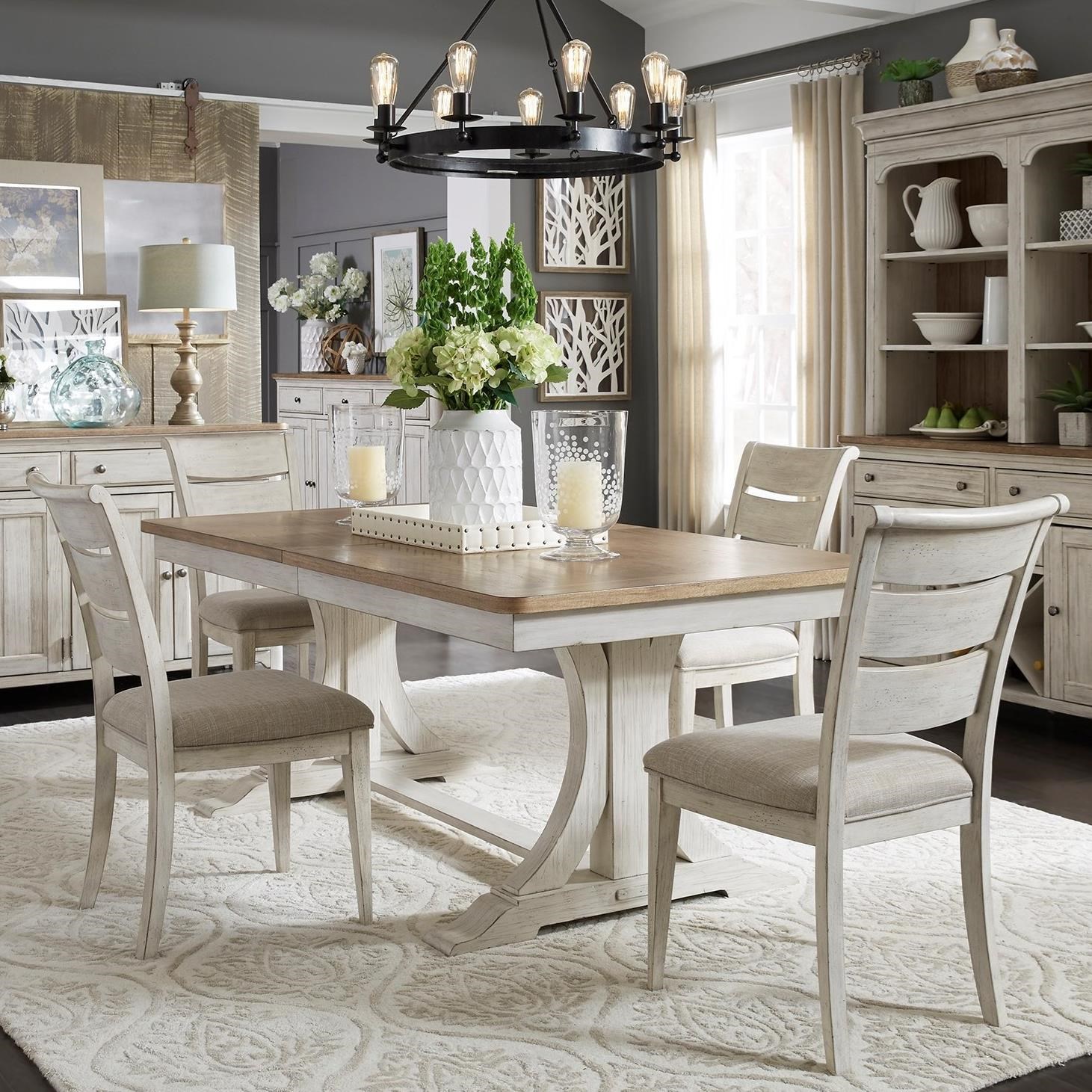 Farmhouse table and hutch shop set